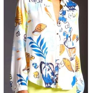 Maeve Artistic Blue and Yellow Blouse